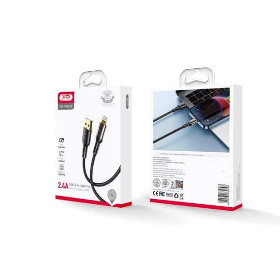 XO NB229 ΚΑΛΩΔΙΟ ΦΟΡΤΙΣΗΣ LIGHTNING, ΔΙΑΦΑΝΟ ΒΥΣΜΑ, ΜΑΥΡΟ