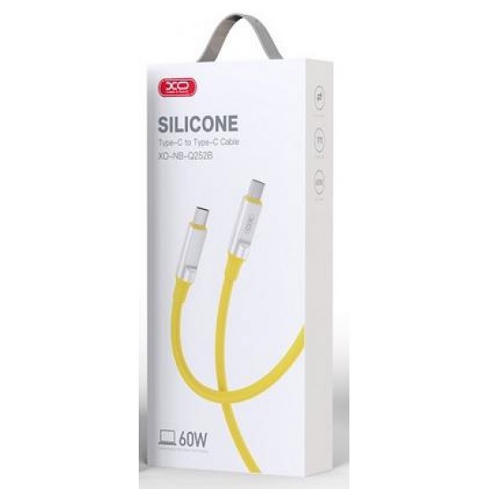 XO NB-Q252B PD 60W TYPE-C ΣΕ TYPE-C LIQUID ΚΑΛΩΔΙΟ ΦΟΡΤΙΣΗΣ ΣΙΛΙΚΟΝΗΣ, ΚΙΤΡΙΝΟ