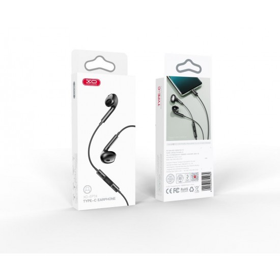 XO EP74 ΑΚΟΥΣΤΙΚΑ HANDSFREE TYPE-C, ΜΑΥΡΟ