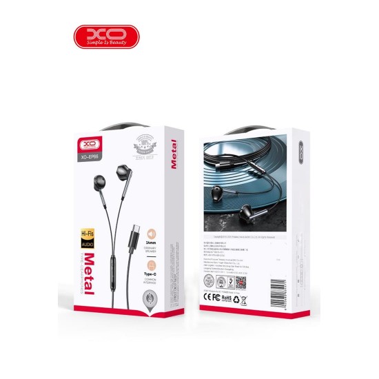 XO EP66 CRESCENT ΑΚΟΥΣΤΙΚΑ TYPE C, ΜΑΥΡΟ