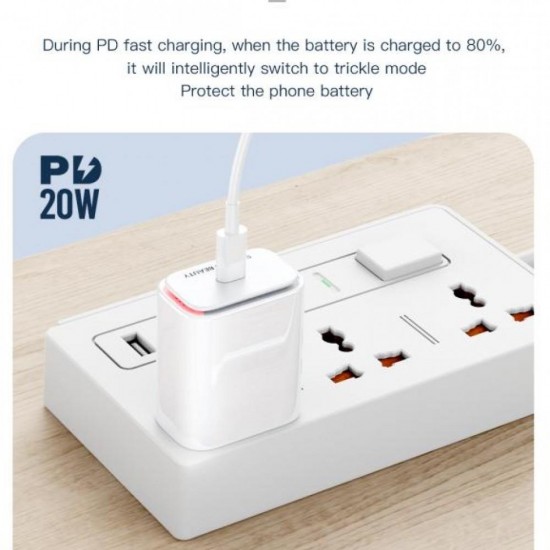 XO L90B ΦΟΡΤΙΣΤΗΣ 20W, PD, 1 ΘΥΡΑ, ΜΕ ΚΑΛΩΔΙΟ LIGHTNING