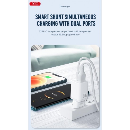 XO HN238A ΦΟΡΤΙΣΤΗΣ PD 30W mini, 2 ΘΥΡΕΣ