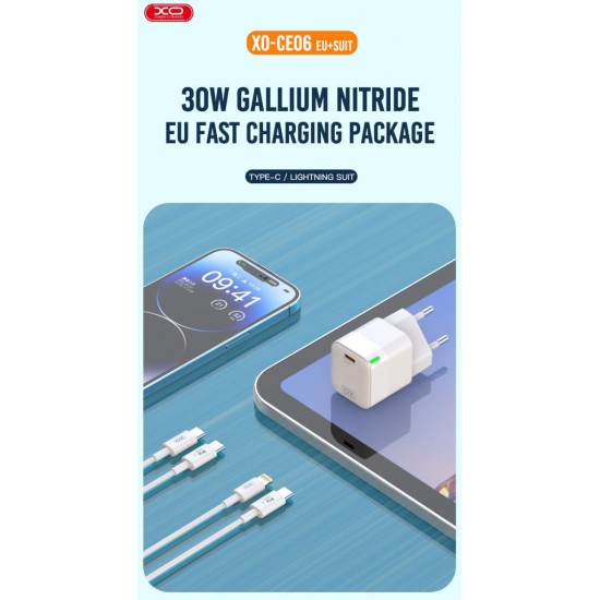 XO CE06 ΦΟΡΤΙΣΤΗΣ PD 30W GaN, 1 ΘΥΡΑ PD