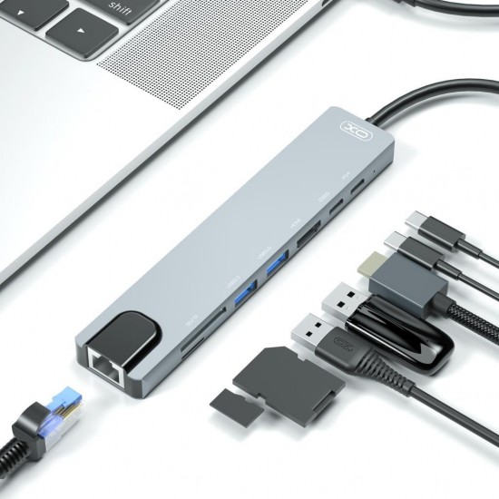 XO HUB003 USB-C HUB 8 in 1