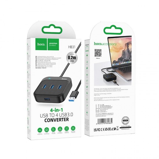 HOCO HB31 USB 3,0 HUB, 4 ΘΥΡΕΣ (L=0.2M)