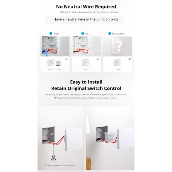 SONOFF SMART ΔΙΑΚΟΠΤΗΣ ΧΩΡΙΣ ΟΥΔΕΤΕΡΟ ZBMINI-L, ZIGBEE