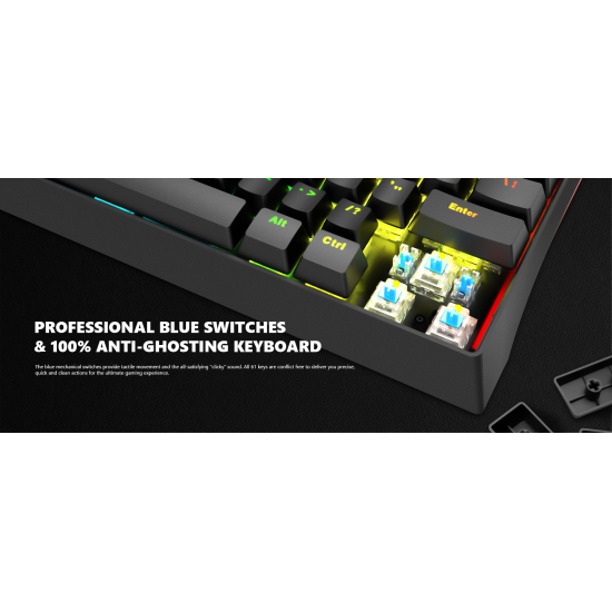 MARVO KG962 GAMING RGB ΜΗΧΑΝΙΚΟ ΠΛΗΚΤΡΟΛΟΓΙΟ, ΜΑΥΡΟ