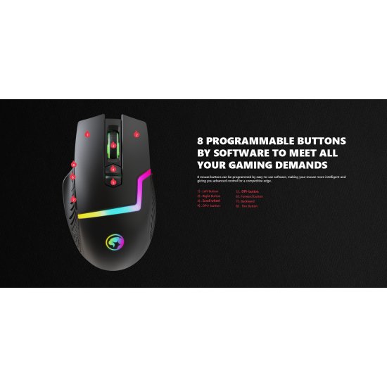MARVO M791W ΑΣΥΡΜΑΤΟ GAMING ΠΟΝΤΙΚΙ, 10.000DPI