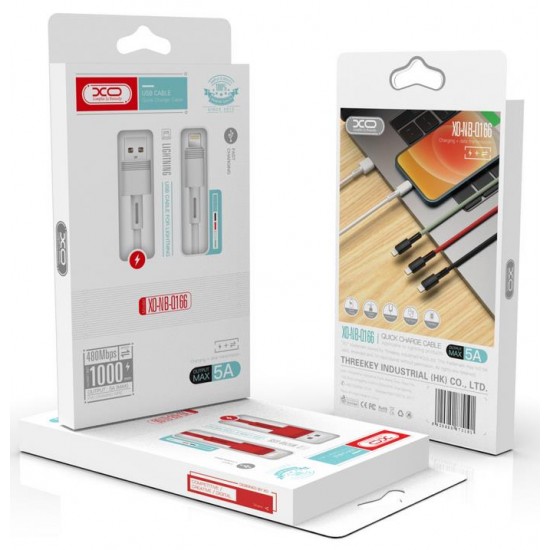 XO NB-Q166 5A ΚΑΛΩΔΙΟ ΦΟΡΤΙΣΗΣ FAST CHARGING LIGHTING ΜΑΥΡΟ