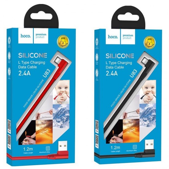 HOCO U83 PUISSANT SILICONE CHARGING CABLE FOR LIGHTNING, ΚΟΚΚΙΝΟ