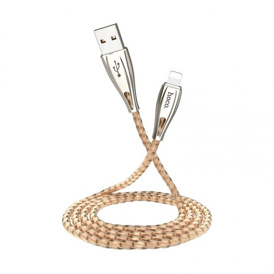 HOCO U56 METAL ARMOR ΜΕΤΑΛΛΙΚΟ ΚΑΛΩΔΙΟ LIGHTNING ΦΟΡΤΙΣΗΣ & DATA 1.2m, ΧΡΥΣΟ
