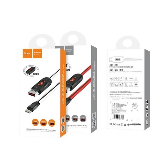 HOCO U29 ΚΑΛΩΔΙΟ ΜΕ ΟΘΟΝΗ LIGHTNING ΦΟΡΤΙΣΗΣ & DATA 1.2m, RED