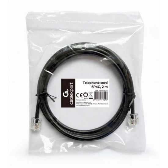 CABLEXPERT ΤΗΛΕΦΩΝΙΚΟ ΚΑΛΩΔΙΟ ΜΑΥΡΟ 2m