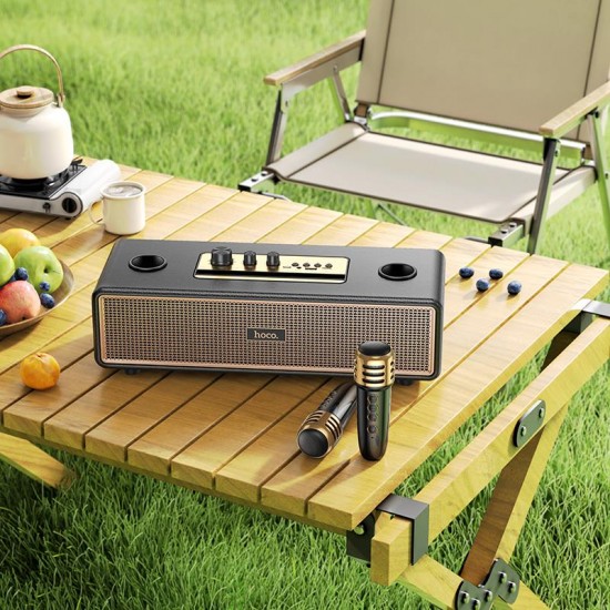 HOCO BS63 GRACEFUL, ΑΣΥΡΜΑΤΟ ΗΧΕΙΟ, 2 ΜΙΚΡΟΦΩΝΑ, 20w, ΜΑΥΡΟ