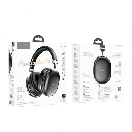 HOCO W35 MAX AUSPICIOUS BLUETOOTH HEADPHONE ΜΕ ANC, ΜΑΥΡΟ