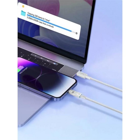 BASEUS CRYSTAL, ΚΑΛΩΔΙΟ ΓΡΗΓΟΡΗΣ ΦΟΡΤΙΣΗΣ,TYPE-C ΣΕ LIGHTNING, 20W, 2m, ΛΕΥΚΟ