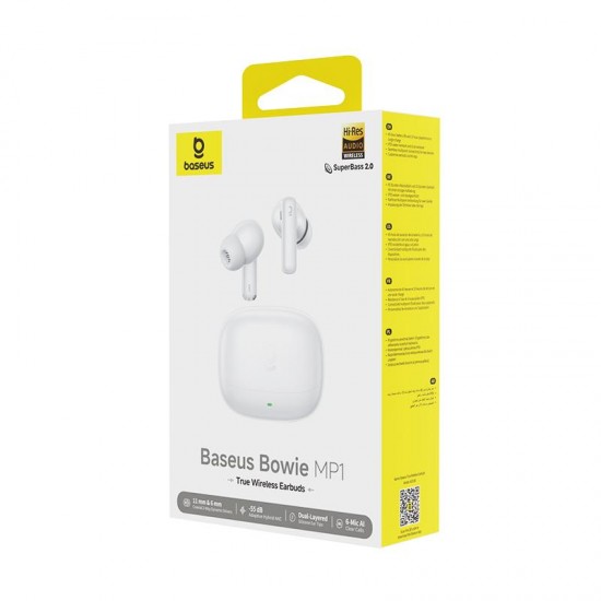 BASEUS BOWIE MP1, ΑΣΥΡΜΑΤΑ ΑΚΟΥΣΤΙΚΑ, TWS, ANC, ΛΕΥΚΑ