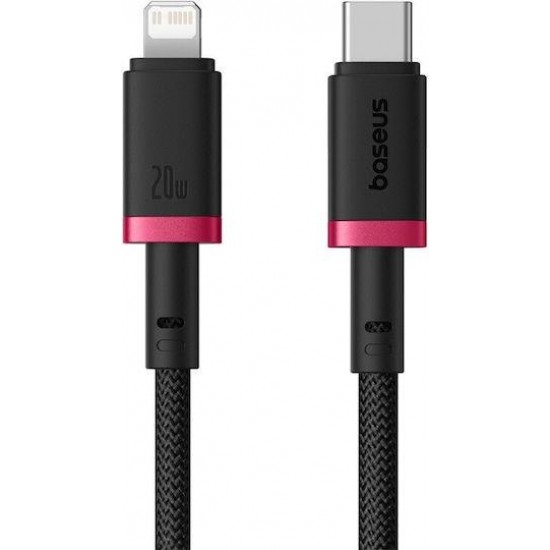 BASEUS DURA SERIES, ΚΑΛΩΔΙΟ ΓΡΗΓΟΡΗΣ ΦΟΡΤΙΣΗΣ, TYPE-C ΣΕ LIGHTNING, 1m, ΚΟΚΚΙΝΟ-ΜΑΥΡΟ