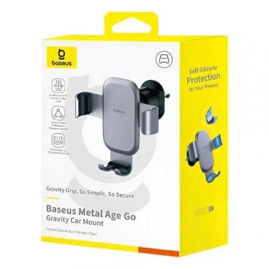 BASEUS METAL AGE GO, ΒΑΣΗ ΣΤΗΡΙΞΗΣ ΚΙΝΗΤΟΥ, ΑΕΡΑΓΩΓΟΥ, ΓΚΡΙ