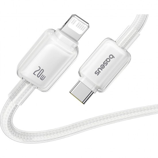 BASEUS CRYSTAL, ΚΑΛΩΔΙΟ ΓΡΗΓΟΡΗΣ ΦΟΡΤΙΣΗΣ, TYPE-C ΣΕ LIGHTNING, 20W, 1m, ΛΕΥΚΟ