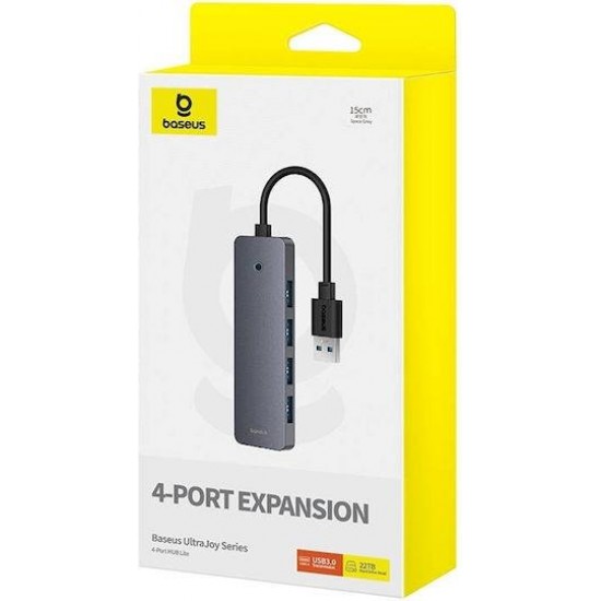 BASEUS ULTRAJOY SERIES, USB HUB, 4 ΘΥΡΕΣ, 1 ΘΥΡΑ TYPE-C, ΓΚΡΙ