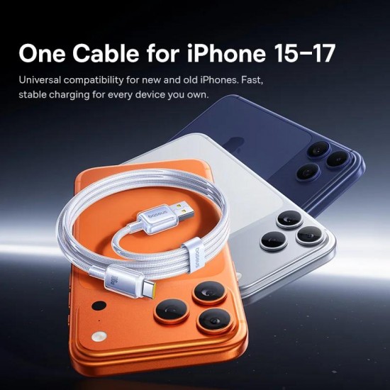 BASEUS CRYSTAL, ΚΑΛΩΔΙΟ ΓΡΗΓΟΡΗΣ ΦΟΡΤΙΣΗΣ,TYPE-C, 100W, 1m, ΛΕΥΚΟ