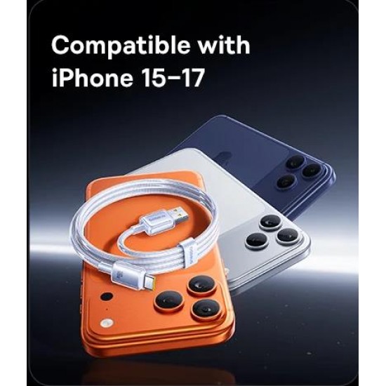 BASEUS CRYSTAL, ΚΑΛΩΔΙΟ ΓΡΗΓΟΡΗΣ ΦΟΡΤΙΣΗΣ,TYPE-C, 100W, 2m, ΛΕΥΚΟ