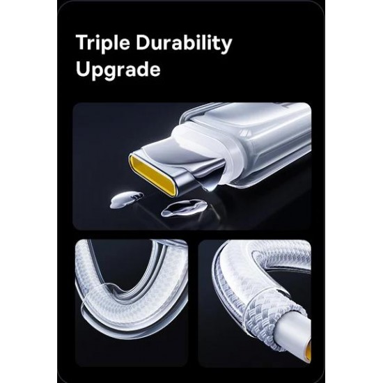 BASEUS CRYSTAL, ΚΑΛΩΔΙΟ ΓΡΗΓΟΡΗΣ ΦΟΡΤΙΣΗΣ,TYPE-C, 100W, 2m, ΛΕΥΚΟ