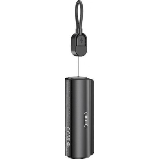 XO PR281, POWERBANK, ΜΕ ΦΑΚΟ, ΚΑΛΩΔΙΟ LIGHTNING, 5000mAh, ΜΑΥΡΟ