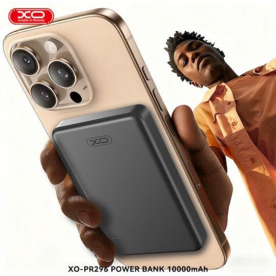 XO PR296, POWERBANK, ΓΡΗΓΟΡΗΣ ΦΟΡΤΙΣΗΣ, ΑΣΥΡΜΑΤΟ, 10000mAh, 22,5W, ΓΚΡΙ