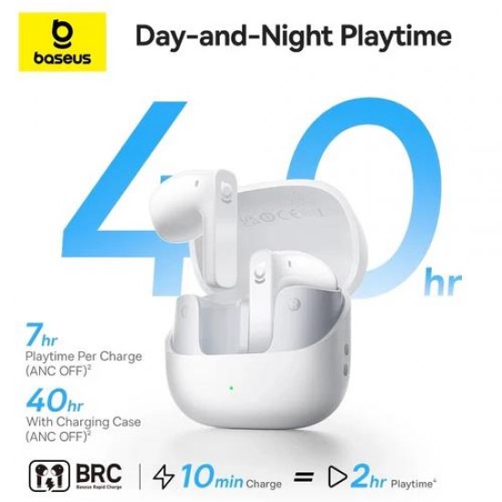 BASEUS BASS BS1 NC, ΑΣΥΡΜΑΤΑ SEMI IN EAR, TWS, ΛΕΥΚΑ