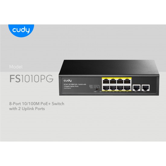 CUDY FS1010PG 8 PORT POE + 2 UPLINK GIGABIT + SWITCH, 120W