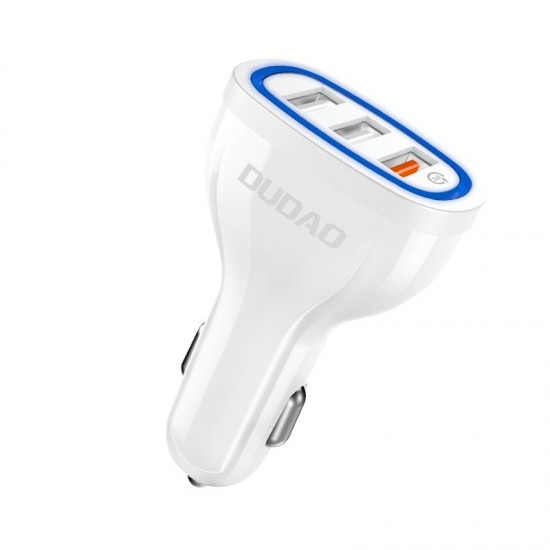Dudao car charger quick charge Quick Charge 3.0 QC3.0 2.4A 18W 3x USB white (R7S white)