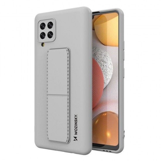 Wozinsky Kickstand Case silicone case with stand Samsung Galaxy A42 5G case gray