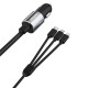 Dudao 3in1 USB Car Charger 3.4A Built-in Lightning / USB Type C / Micro USB Cable Black (R5ProN Black)