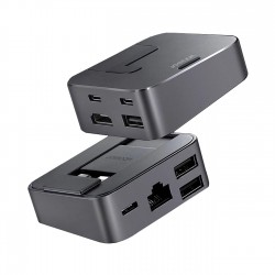 Hub Joyroom S-H121 USB-C stand - USB-A 3.0 / RJ45 / HDMI / USB-C / Thunderbolt for MacBook Pro - gray