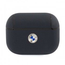 BMW Genuine Leather Silver Logo AirPods Pro Case - Navy Blue