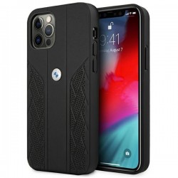 BMW Leather Curve Perforate Case for iPhone 12 Pro Max - Black