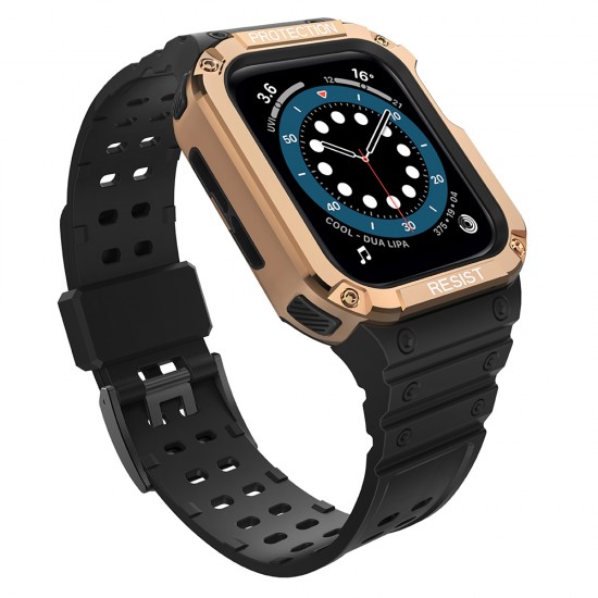Protect Strap Band for Apple Watch 42/44/45mm Armored Case Strap - Black, Rose Gold