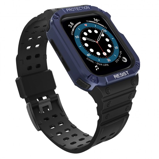 Protect Strap Band for Apple Watch 42/44/45mm Armored Case Strap - Black, Blue