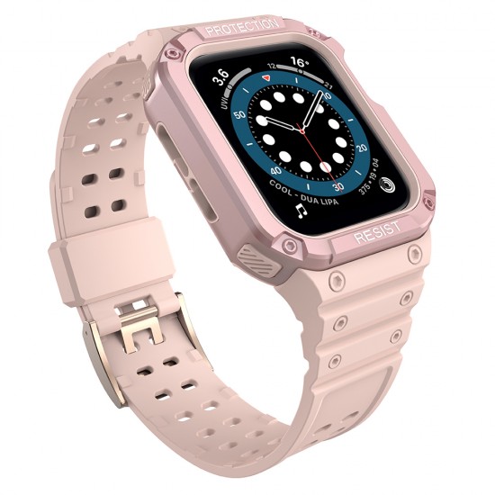 Protect Strap Band for Apple Watch 42/44/45mm Armored Case Strap - Pink