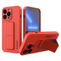 Wozinsky Kickstand Case silicone case with stand iPhone 13 Pro Max red