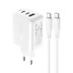 Acefast 2in1 wall charger 2x USB-C / USB-A 65W, PD, QC 3.0, AFC, FCP (set with USB-C 1.2m cable) white (A13 white)