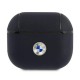 BMW Genuine Leather Silver Logo Case for AirPods 3 - Navy Blue