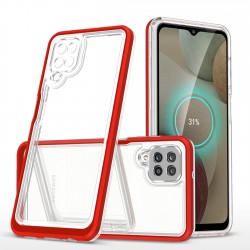 Clear 3in1 Case for Samsung Galaxy A22 4G Frame Gel Cover Red