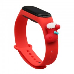 Strap Xmas for Xiaomi Mi Band 3 / 4 Christmas Silicone Strap Bracelet with Sock - Red
