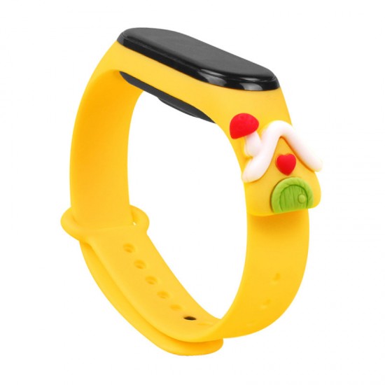 Strap Xmas for Xiaomi Mi Band 5 / 6 Christmas Silicone Strap Bracelet with House - Yellow