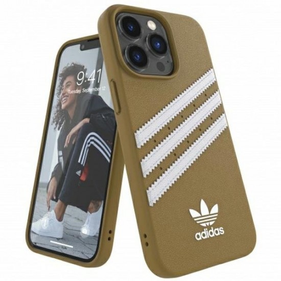 Adidas OR Molded Case PU for iPhone 13 Pro Max - Beige and Gold