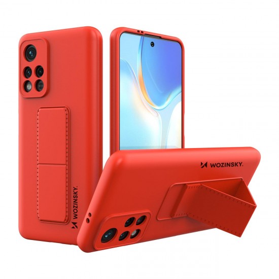 Wozinsky Kickstand Case silicone case with stand Xiaomi Redmi 10 case red