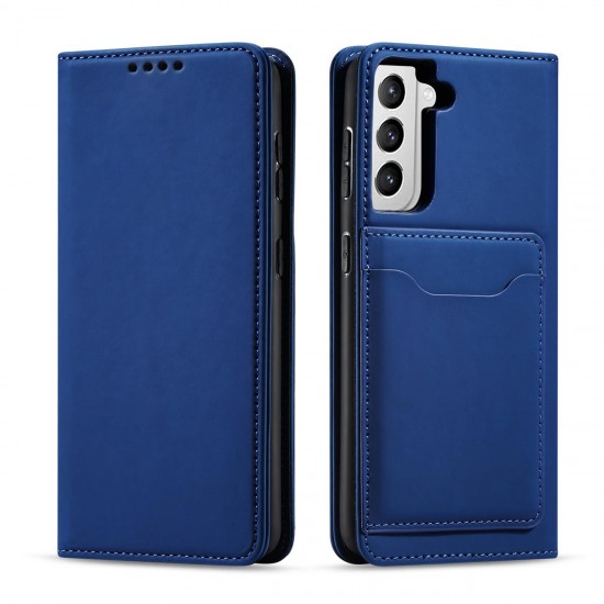 Magnet Card Case Case for Samsung Galaxy S22 + (S22 Plus) Pouch Wallet Card Holder Blue